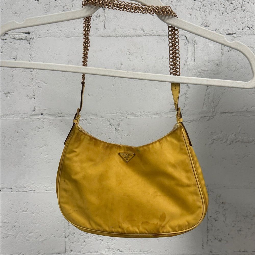 Prada Mustard Yellow Shoulder Bag with Chain Strap